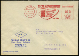 LEIPZIG C1/ OSCAR HAYNER/ Fachgeschäft/ F./ ÖFEN/ HERDE/ Seit 1843 1963 (24.1.) AFS = Kachelofen , Klar Gest. Firmen-Bf. - Otros