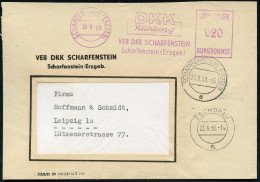 SCHARFENSTEIN (ERZGEB)/ DKK/ Kühlung/ VEB DKK SCHARFENSTEIN../ ZKD 1958 (23.9.) Lila ZKD-AFS Francotyp + 2K-Steg: SCHARF - Otros