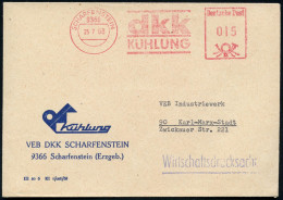 9366 SCHARFENSTEIN/ Dkk/ KÜHLUNG 1968 (25.7.) AFS Klar Auf Firmen-Bf.: VEB DKK SCHARFENSTEIN (Firmen-Logo), = Hersteller - Other