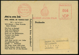 (1) BERLIN-WILMERSDORF 1/ MEISEL/ VERLAGE/ BÜHNE-MUSIK-FILM 1952 (20.12.) AFS Francotyp (Hochhäuser, Schallwellen) Rekla - Music