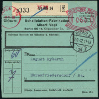 BERLIN S 14/ DEUTSCHES REICH 1942 (3.8.) Sehr Seltener Paket-FS Francotyp "Bogenrechteck" 060 Pf. (aus Format-gründen Li - Música