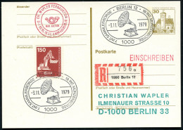 1000 BERLIN 12/ 7.INT.SAMMLERBÖRSE.. 1979 (3.11.) SSt  =histor. Trichter-Grammofon + RZ: 1000 Berlin 12/o, Klar Gest. Or - Musique