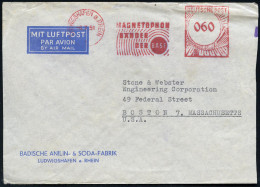 LUDWIGSHAFEN A.RHEIN/ MAGNETOPHON/ BÄNDER/ DER BASF 1951 (6.7.) AFS Francotyp  "Gr. Posthorn" 060 Pf. (Akustikwellen) Fi - Muziek