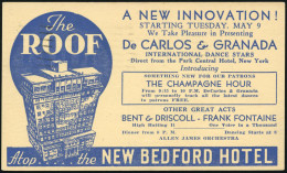 U.S.A. 1939 (5.5.) Reklame-PP 1 C. Jefferson, Grün: The ROOF.. De CARLOS & GRANADA, INTERNAT. DANCE STARS.. THE CHAMPAGN - Music
