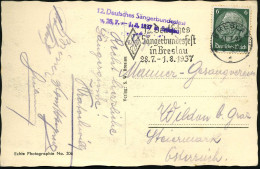 BRESLAU/ *1c/ 12.Deutsches/ Sängerbundesfest.. 1937 (Juli) MWSt = Violinschlüssel + Viol. 2L: 12. Deutsches Sänger-bunde - Music