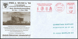 1000 BERLIN 30/ MUSIK-SPEZIALAUKTION/ CHRISTIAN WAPLER.. 1984 (30.11.) AFS = Roland V. Bremen (u. Wagner-Kopfbild Etc.)  - Música