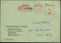 DRESDEN A 1/ STAATSTHEATER DRESDEN 1966 (26.8.) AFS Postalia Ohne PLZ = "Semper"-Oper (von Gottfried Semper, Erbaut 1871 - Musik