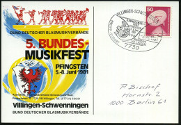 7730 VILLINGEN-SCHWENNINGEN/ KNEIPP-KURORT/ 5.BUNDESMUSIK-/ FEST.. 1981 (8.6.) SSt = Horn (mit Wappen) Motivgl. Color-So - Muziek