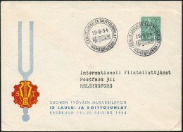 FINNLAND 1954 (19.6.) SSt: HÄMEENLINNA/IX. LAULU JA SOITTOJULAT = Notenzeile , Klar Gest. Musikfest-SU.: Stimmgabel  - K - Musik