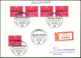 35 KASSEL 1/ "Heinrich Schütz"-/ GEDENKMARKE/ ERST-AUSG. 1972 (29.9.) SSt Auf Reiner MeF 40 Pf. "300. Todestag H. Schütz - Muziek