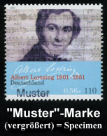 B.R.D. 2001 (Jan.) 110 Pf. "200. Geburtstag Albert Lortzing", Mit Amtl. Handstempel  "M U S T E R" , Postfr. + Amtl. Ank - Música