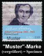 B.R.D. 2001 (Jan.) 110 Pf. "200. Geburtstag Albert Lortzing", Mit Amtl. Handstempel  "M U S T E R" , Postfr. + Amtl. Ank - Musique