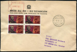 ITALIEN 1968 (10.6.) 50 L. "50. Todestag A. Boito", 4er-Block: Oper "Mephisto" + ET-SSt + Roter Paginier-R-Stempel, Ausl - Music