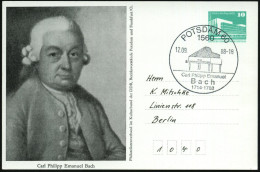 1560 POTSDAM 60/ Carl Ph.Emanual/ Bach/ 1714-1788 1988 (12.9.) SSt = Cembalo Auf PP 10 Pf. PdR, Grün: Carl Philipp Emanu - Music