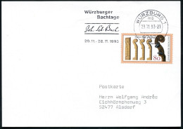 97070 WÜRZBURG 1/ Mb/ Würzbuger/ Bachtage.. 1993 (23.11.) MaWSt Auf EF 80 Pf. M. Klotz = Geigenbauer (Mi.1688 EF) Inl.-K - Musique