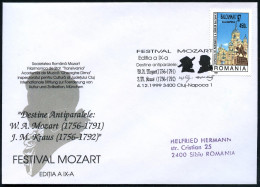 RUMÄNIEN 1999 (4.12.) SSt: 3400 Cluj-Napoca 1/FESTIVAL MOZART../W.A.Mozart/J.M.Kraus (2 Kopfsilhouetten Kraus, Mozart) I - Musique
