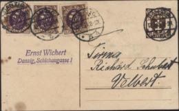 YT Danzig Freie Stadt Danzig N°47 X3 Sur Entier 15PF Violet CAD Danzig 12 3 21 * 5h Entier Rare - Entiers Postaux