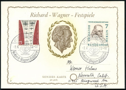 (13a) BAYREUTH 2/ Richard-Wagner- Festspiele 1959 (2.8.) SSt (Lyra) 2x Auf Festspiel-Sonder-Kt. (Michaelis Nr.8, Wagner- - Musique