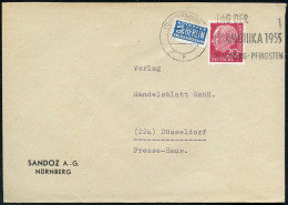(13a) NÜRNBERG 2/ P/ TAG DER/ HARMONIKA 1955 (22.4.) MWSt, UB "p" , Klar Gest. Inl.-Bf. (Bo.119 B III) - AKKORDEON / HAR - Musique