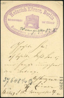 BERLIN, S.O./ 33/ *e 1892 (20.6.) 1K + Rs. Großer Viol. Reklame-Stempel: Heinr. Körner, Instrumentenmacher U. Stimmer..  - Musique