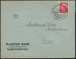 MARKNEUKIRCHEN/ Musikinstrumentenbau 1936 (2.10.) HWSt = Geige U. Trompete Klar Auf Firmenbf.: Plauener Bank AG.. (Bo.2, - Música