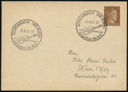 SCHÖNBACH (KR EGER)/ Geigenbau Seit 1650 1942 (13.7.) Seltener HWSt =  Geige U. Bogen Auf PP 3 Pf. Hitler, Braun (blanco - Muziek