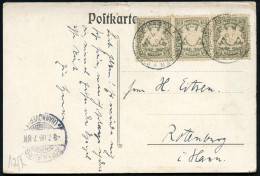 MÜNCHEN/ *b/ XV.D.BUNDESSCHIESSEN 1906 (8.7.) Seltener SSt Auf 3x 2 Pf. Bayern, Wappen, Grau , Passender Color-Künstler- - Musique