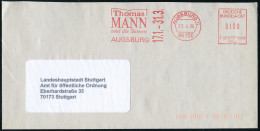 86156 AUGSBURG 11/ Thomas/ MANN/ Und Die Seinen/ 17.1.-31.3. 1996 (23.4.) AFS Postalia Mit Kennung , Klar Gest. Kommunal - Nobel Prize Laureates