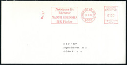 6000 FRANKFURT AM MAIN 70/ Nobelpreis Für/ Literatur/ NADINE GORDIMER/ S.Fischer 1992 (30.6.) AFS Postalia Mit Kennung + - Prix Nobel