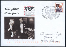 71063 SINDELFINGEN 1/ Herm./ Hesse/ Nobelpreis/ Für Literatur.. 2001 (28.10.) SSt = Kopfbild H. Hesse, Literatur-Nobelpr - Nobelprijs