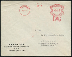 TROISDORF/ DAG 1933 (30.8.) AFS Francotyp "Bogenrechteck" = D(ynamit Nobel) A.G. , Inl.-Firmen-Bf.: VENDITOR, Kunststoff - Premio Nobel