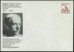 B.R.D. 1982 PU 35 Pf. Burgen: Frederick G. Hopkins, Nobelpreis 1929 Für Wachstumsvitamine (Kopfbild) Ungebr., Ungebr. Se - Prix Nobel