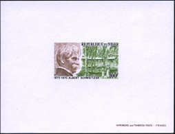 NIGER 1975 100 F. "100. Geburtstag Dr. Albert Schweitzer",  U N G E Z.  Ministerblock = Kopfbild/Hospital Lambarene = Fr - Prix Nobel