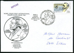 RUMÄNIEN 2001 (28.12.) SSt.: 3400 CLUJ-NAPOCA 2/1901...PREMIULUII NOBEL/ALFR. NOBEL/ FIZICA/ CHIMIE/ MEDICINA/ LITEREATU - Nobel Prize Laureates