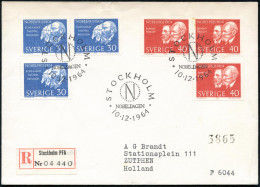 SCHWEDEN 1964 (10.12.) Nobelpreisträger 1904, überkompl. Satz + ET-SSt: STOCKHOLM + RZ: Stockholm P F A, Ausl.-R-FDC  (M - Nobel Prize Laureates