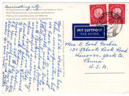 69787 - Bund - 1961 - 2@20Pfg Heuss III A LpAnsKte MUENCHEN -> Hanover, PA (USA) - Lettres & Documents