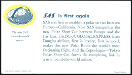 DÄNEMARK 1957 (24.2.) Erstflug-SU (SAS): Kopenhagen - Tokyo Via Nordpol (AS) + SSt.: KOBENHAVN LUFTHAVN/1. ORDINAERE FLY - Arctische Expedities