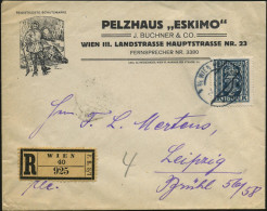 ÖSTERREICH 1923 (7.10.) Reklame-Bf.: PELZHAUS "ESKIMO",  J.BUCHNER & CO WIEN III (= Pelztierjäger Mit Robbe) + RZ: WIEN/ - Expediciones árticas