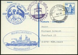 B.R.D. 1988 (19.11.) BPA: DEUTSCHE SCHIFFSPOST/FS/POLARSTERN/POLAREXPEDITION (gering Undeutl.) + HdN: ANTARKTIS VII 1988 - Antarctic Expeditions