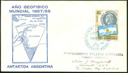 ARGENTINIEN 1959 (14.11.) Blauer 1K-HdN: DESTAC. MILITAR ESPERANZA - ANTARTIDA.. = Argentinische Antarktis-Militär-Basis - Expéditions Antarctiques