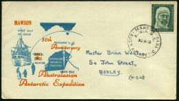 AUSTRAL.ANTARKTIS 1962 (30.1.) 5 P.. Mawson 1911, EF + 1K: MAWSON/A.N.A.R.E./AUST. ANTARCTIC TERR. , Klar Gest. Übersee- - Expéditions Antarctiques