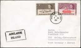 BRITISCHE ANTARKTIS 1969 (1.1.) 1K: ADELAIDE ISLAND + Ra.2: ADELAIDE/ISLAND , Klar Gest. Übersee-Bf. (Mi.3, 7) - ANTARKT - Expéditions Antarctiques