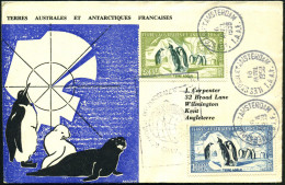 FRANZÖS.ANTARKTIS 1958 (18.4.) "Kaiserpinguine", Kompl. Satz + 3x 1K: ILES ST. PAUL ET AMSTERDAM/T.A.A.F. = 1. Verwendun - Antarctic Expeditions