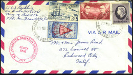 ROSS-GEBIET 1959 (11.11.) 1K: SCOTT BASE/ROSS DEPENDENCY = Antarktische Forschungsstation 2x Auf Kompl. Satz "Scott" + R - Antarctische Expedities