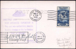 U.S.A. 1934 (31.1.) MaWSt: LITTLE AMERICA/ANTARCTICA Auf EF 3 C. Byrd Exped.II + HdN: BYRD ANTARCTIC EXPED.II.. + Signat - Antarctic Expeditions