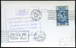 U.S.A. 1934 (30.1.) 1K: LITTLE AMERICA/ANTARCTICA Auf EF 3 C. Byrd Exped.II + Viol. HdN: BYRD ANTARCTIC EXPEDITION II..  - Antarctic Expeditions