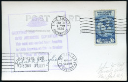 U.S.A. 1934 (30.1.) 1K: LITTLE AMERICA/ANTARCTICA Auf EF 3 C. Byrd Exped.II + Viol. HdN: BYRD ANTARCTIC EXPEDITION II..  - Expediciones Antárticas