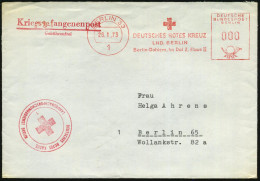 1 BERLIN 33/ DRK/ LND.BERLIN.. 1973 (26.1.) AFS Francotyp 000, Da Gebührenfrei + Roter 2L: Kriegsgefangnenpost/ Gebühren - Red Cross