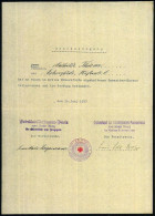 Eckernförde 1933 (26.6.) Bescheinigung über Samariter-Kursus , Div. Viol. HdN: Vaterländ. Frauen-Verein Vom Roten Kreuz  - Red Cross