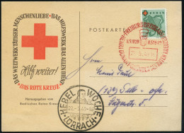 FREIBURG (BREISGAU)/ HENRI DUNANT-GRÜNDER DES ROTEN KREUZES 1949 (8.5.) Seltener , Roter SSt = Kopfbild H. Dunant Auf EF - Croix-Rouge